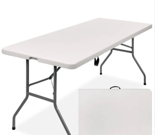Portable Folding Plastic Dining Table w/ Handle, Lock - 6ft - Lot 394
