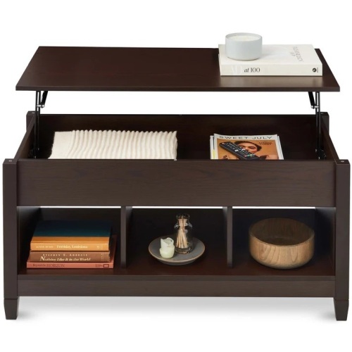 Multifunctional Lift Top Coffee Table w/ Hidden Storage, 3 Cubbies 41"(L) x 18.7"(W) x 24.5"(H) - Lot 495