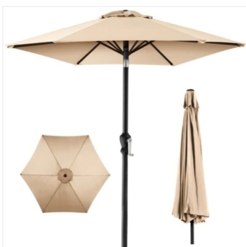 Outdoor Steel Market Patio Umbrella Decoration w/ Tilt, Crank Lift - 10ft - Lot 500