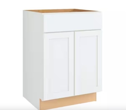 Courtland 24 in. W x 21 in. D x 34.5 in. H Assembled Shaker Sink Base Bath Cabinet in Polar White - Lot 36