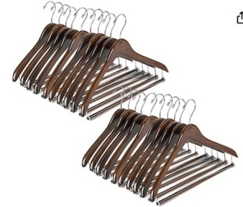 Case of 50 Quality HangersWooden HangersBeautiful Sturdy SuitCoat Hangers withLocking Bar RetroFinish - Lot 518
