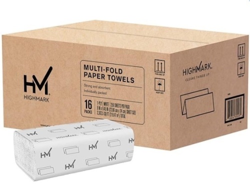 Highmark® ECO Multi-Fold 1-Ply Paper Towels, 250 Sheets Per Pack-case of 10 packs - Lot 436
