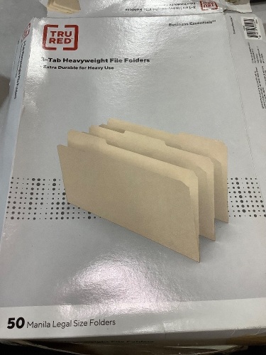 Box of 50 3 tab heavyweight file folders - Lot 528
