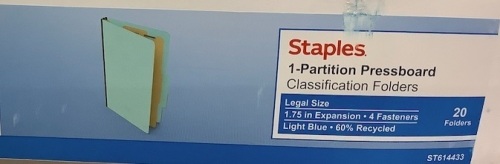 Box of 20 1-partition pressboard classification folders - Lot 583