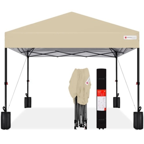 One-Person Setup Instant Pop Up Canopy w/ Case, 4 Weight Bags - 10x10ft - Lot 6747anm