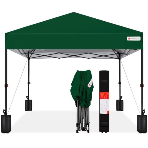 One-Person Setup Instant Pop Up Canopy w/ Case, 4 Weight Bags - 10x10ft - Lot 6761