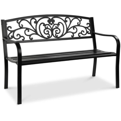 Steel Bench for Outdoor, Patio, Garden w/ Floral Design - 50in - Lot 6775anm