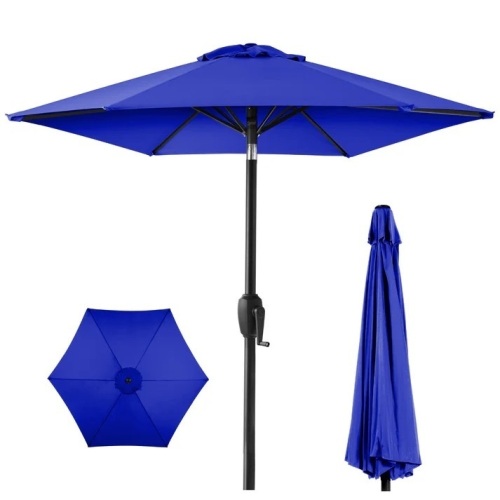 Outdoor Market Patio Umbrella w/ Push Button Tilt, Crank Lift - 7.5ft - Lot 6819anm