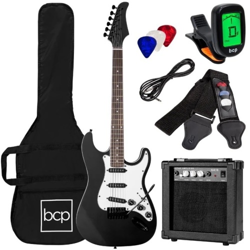Beginner Electric Guitar Kit w/ Case, 10W Amp, Tremolo Bar - 39in - Lot 6823anm
