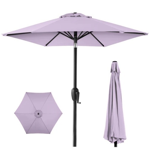 Outdoor Market Patio Umbrella w/ Push Button Tilt, Crank Lift - 7.5ft - Lot 6839