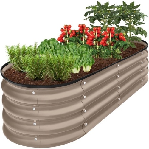 Outdoor Raised Metal Oval Garden Bed, Planter Box - 4x2x1ft - Lot 6849