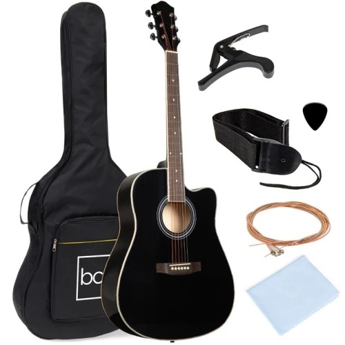 Full Size Beginner Acoustic Guitar Set with Case, Strap, Capo - 41in - Lot 6877