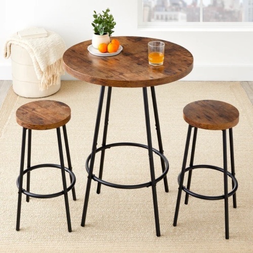 3-Piece Bistro Set Modern Round Counter Height Dining Set w/ 2 Stools - Lot 6894