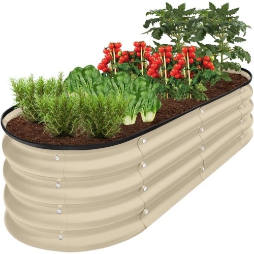 Outdoor Raised Metal Oval Garden Bed, Planter Box - 4x2x1ft - Lot 7057anm
