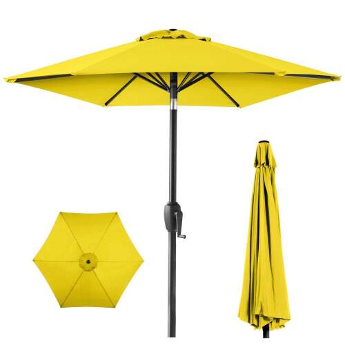 Outdoor Market Patio Umbrella w/ Push Button Tilt, Crank Lift - 7.5ft - Lot 6923