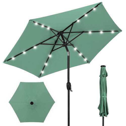 Outdoor Solar Patio Umbrella w/ Push Button Tilt, Crank Lift - 7.5ft - Lot 6924