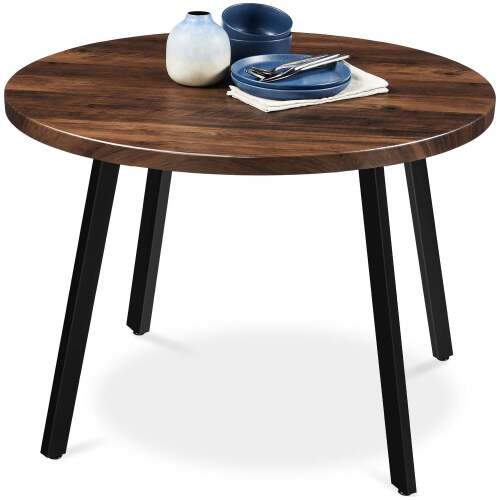 Mid-Century Modern Round Dining Table w/ Adjustable Feet - 35.5in - Lot 6942