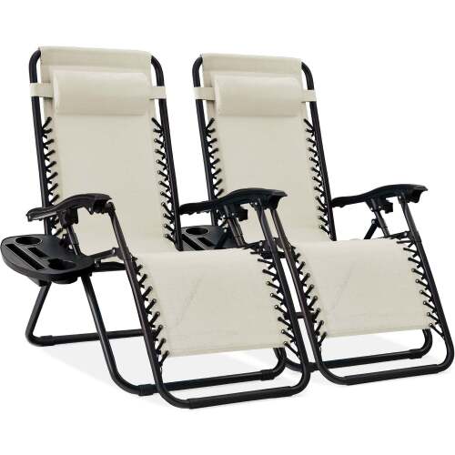 Set of 2 Adjustable Zero Gravity Patio Chair Recliners w/ Cup Holders - Lot 6950