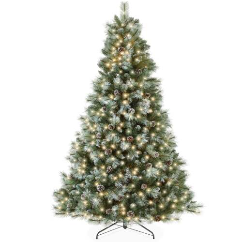 Pre-Lit Frosted Artificial Scotch Pine Christmas Tree w/ Metal Stand - Lot 6951