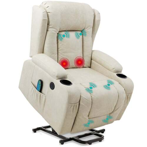 Electric Power Lift Recliner Massage Chair w/ Heat, USB Port, Cupholders - Lot 7224