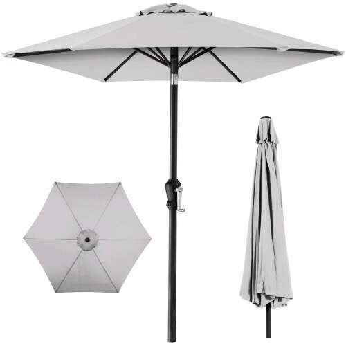 Outdoor Steel Market Patio Umbrella Decoration w/ Tilt, Crank Lift - 10ft - Lot 7226