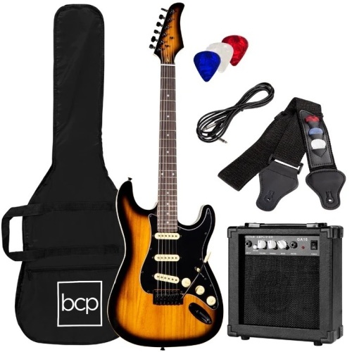 Beginner Electric Guitar Kit w/ Case, 10W Amp, Tremolo Bar - 39in - Lot 7108