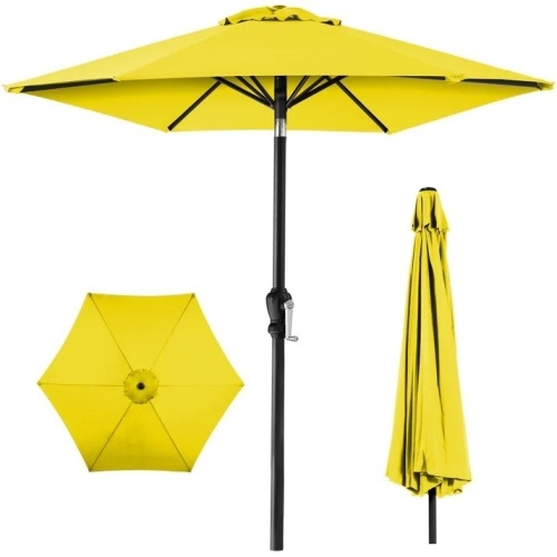 Outdoor Steel Market Patio Umbrella Decoration w/ Tilt, Crank Lift - 10ft - Lot 7277