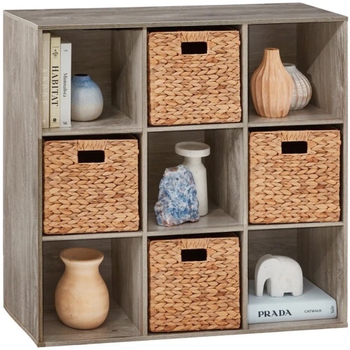9-Cube Bookshelf Storage Display w/ 3 Removable Panels, Customizable Design - Lot 7190anm