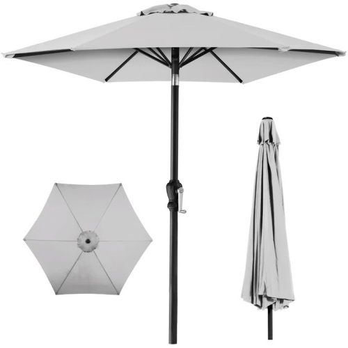 Outdoor Steel Market Patio Umbrella Decoration w/ Tilt, Crank Lift - 10ft - Lot 7137anm