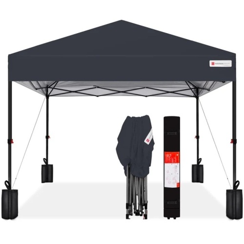 One-Person Setup Instant Pop Up Canopy w/ Case, 4 Weight Bags - 10x10ft - Lot 7143anm