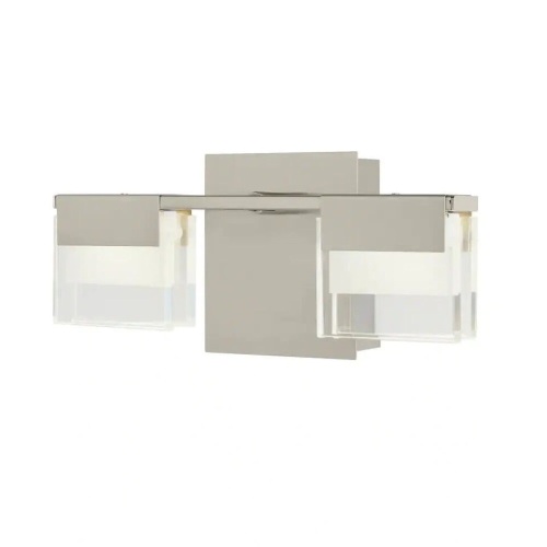 HOME DECORATORS VICINO 2-Light Brushed Nickel Integrated LED Bath Vanity Light - Lot 5196