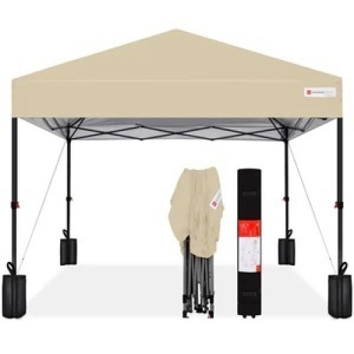 One-Person Setup Instant Pop Up Canopy w/ Case, 4 Weight Bags - 10x10ft - Lot 7263