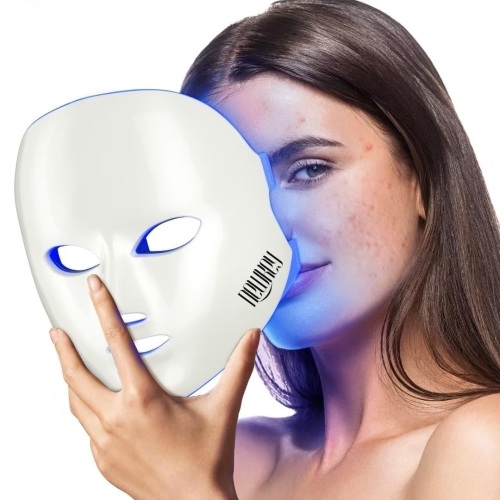 NEWKEY Blue Light Therapy for Acne,7 Colors LED Face Mask Light Therapy, Blue Red Light Therapy Mask for Wrinkle Acne - Photon Skin Care Beauty Mask - Lot 7340