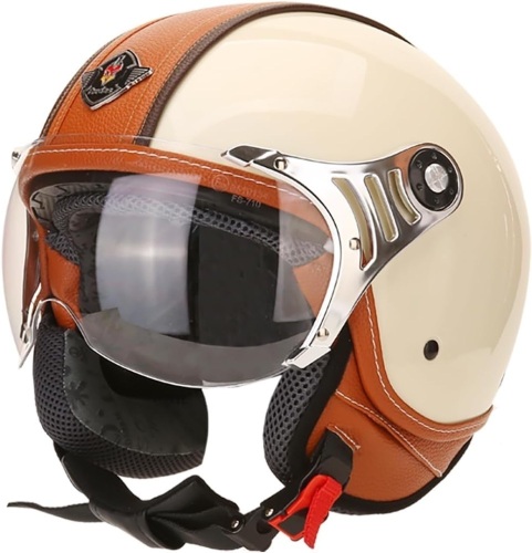 Open Face Motorcycle Helmet for Adults, DOT Approved,3/4 Retro Vespa Helmet, Dual Visors Men’s and Women’s Motorbike Casco for Moped Cruiser Bobber and Chopper - Lot 7341