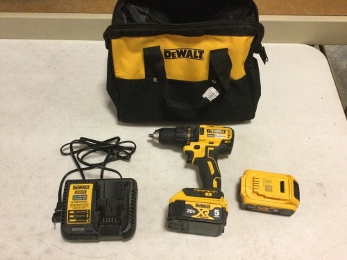 DeWalt 20V Drill with (2) 20V XR 5ah Batteries and Charger. Like New - Lot 48