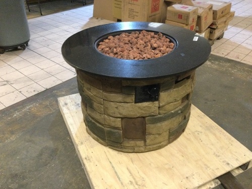 Bond Signature 36.6-in W 50000-BTU Brown Composite Fire Table. Appears to be in excellent condition. Cover has holes.  - Lot 60