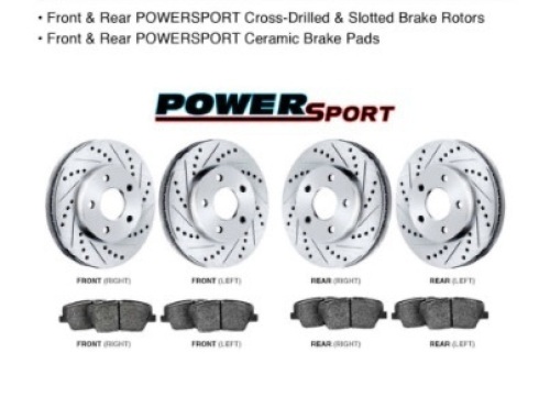 Fit 2006-2011 Honda Civic Front Rear PSport Drill Slot Brake Rotors+Ceramic Pads - Lot 129