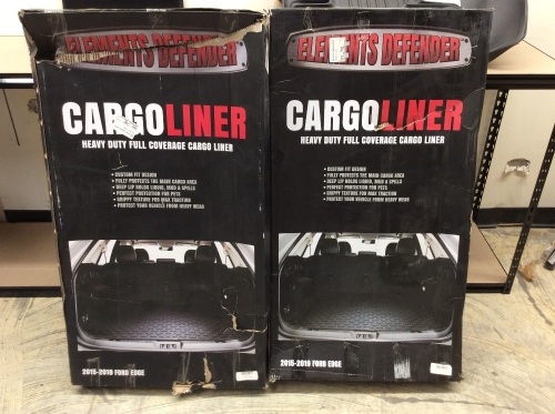 (2) Heavy-Duty All-Weather Trunk & Cargo Liner – 100% Weather Proof – Fits All Ford Edge Models Between 2015 – 2018. Husky Floor Liner Set. Carpet Floor Mats. Door Threshold Protectors  - Lot 140