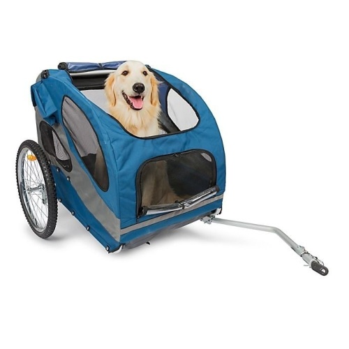 HoundAbout Classic Large Dual Front Door Bicycle Pet Trailer in Blue. New - Lot 255