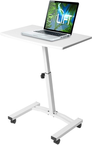 Seville Classics 23.6" Solid-Top- Height Adjustable- Mobile Laptop Desk Cart In White. Appears New/ Never Opened.  - Lot 299