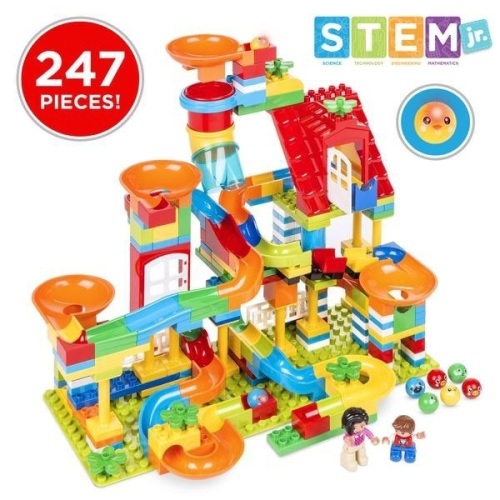 Kids 247-Piece Building Block Marble Run STEM Toy Track Set w/ Ramps, Slides. Appears New - Lot 302