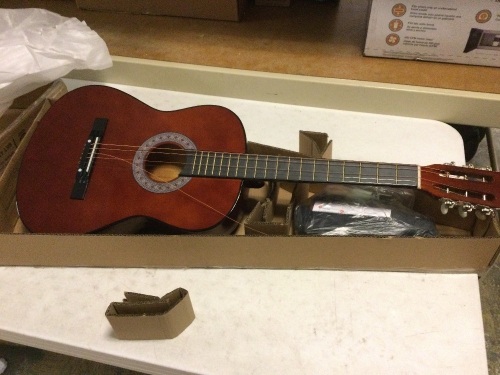 Beginner Acoustic Guitar Set with Case, Strap, Tuner, Strings - 38in. E-Commerce Return - Lot 401