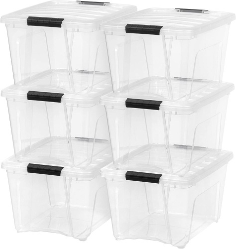 TB-28 Stack & Pull Box, 31.75 Quart, Clear, 6 Pack. New with Cosmetic Damage. See Pictures - Lot 433