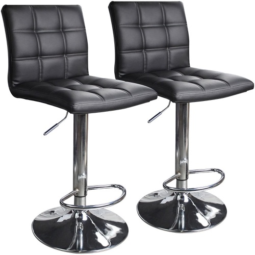Modern Square PU Leather Adjustable Bar Stools with Back, Set of 2. Appear New - Lot 437