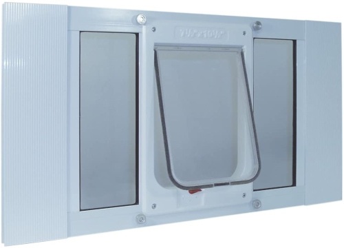 Ideal Pet Products Aluminum Sash Window Pet Door, Adjustable to Fit Window Widths from 27" to 32". Appears New. E-Commerce Return - Lot 438