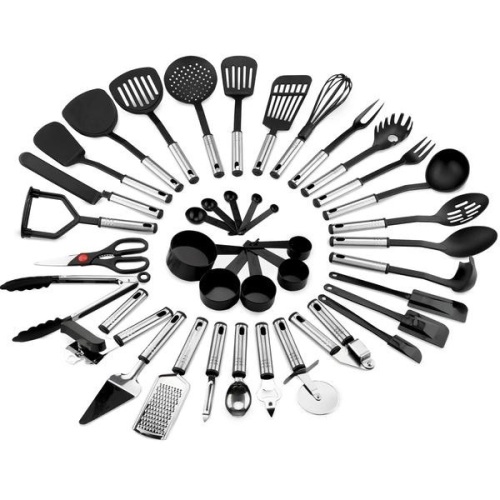 39-Piece Stainless Steel and Nylon Cooking Utensil Set - Black/Silver. Appears New - Lot 440