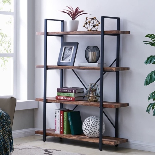 Homissue 4-Tier Industrial Style Bookshelf, Wood and Metal. 41.3 x 12.7 x 54.9 inches. New - Lot 441