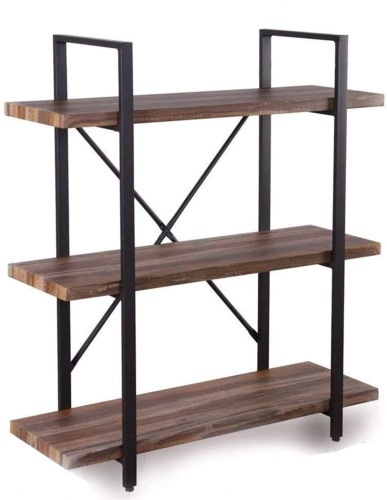 Homissue 3-Tier Industrial Bookcase, Vintage Wood and Metal. 35.4 x 12.7 x 39.9 inches. New - Lot 456