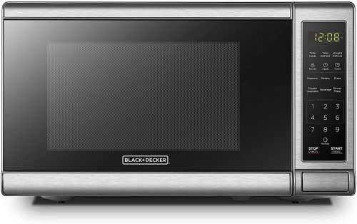 Black and Decker Digital Microwave Oven with Turntable Push-Button Door,Child Safety Lock,700W, Stainless Steel. Appears New. Powers On But Not Tested Further. - Lot 481