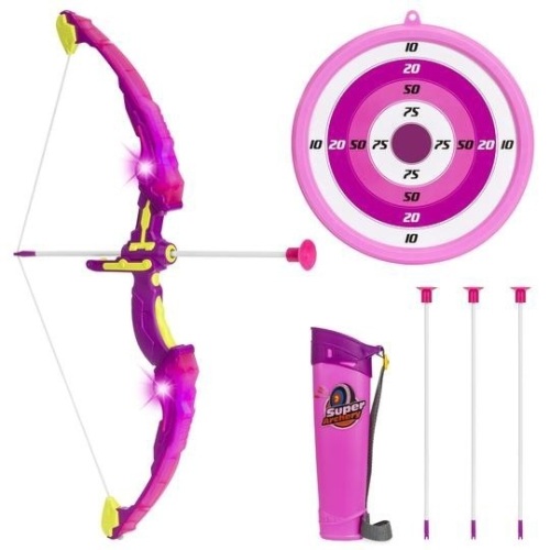 Kids 24in Light-Up Archery Toy Play Set w/ Bow, 3 Arrows, Quiver, Target. Appears New - Lot 515